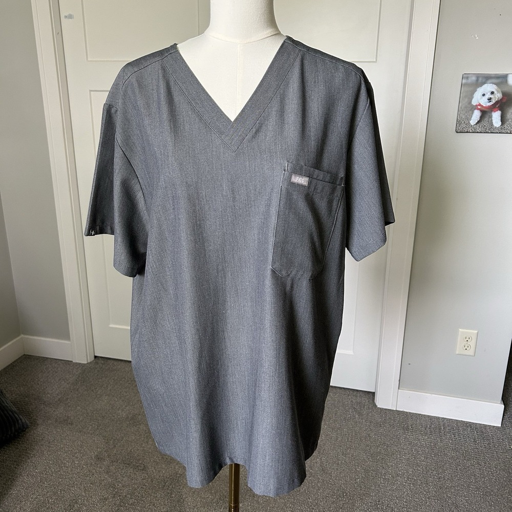 Figs Scrub Technical Collection Men's Sz Large Top Leon Gray